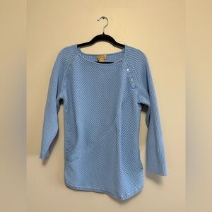 Vintage Cotton Ginny Plus Light Blue Ribbed Sweater Size Medium